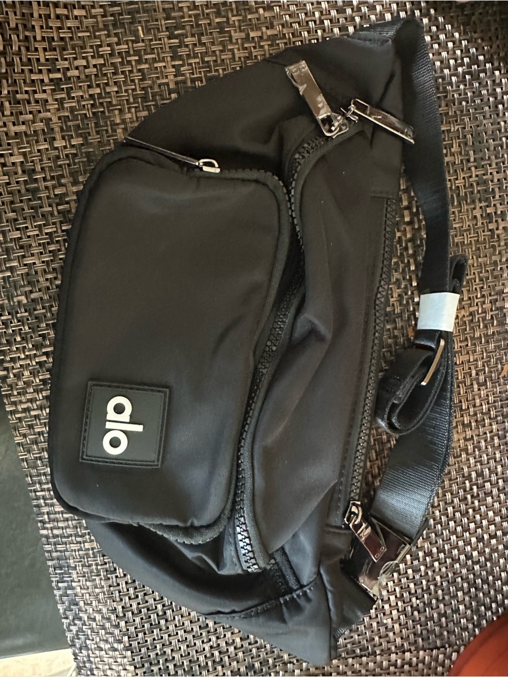 ALO Yoga Black Men’s Sling Belt Bag with Front Patch Logo